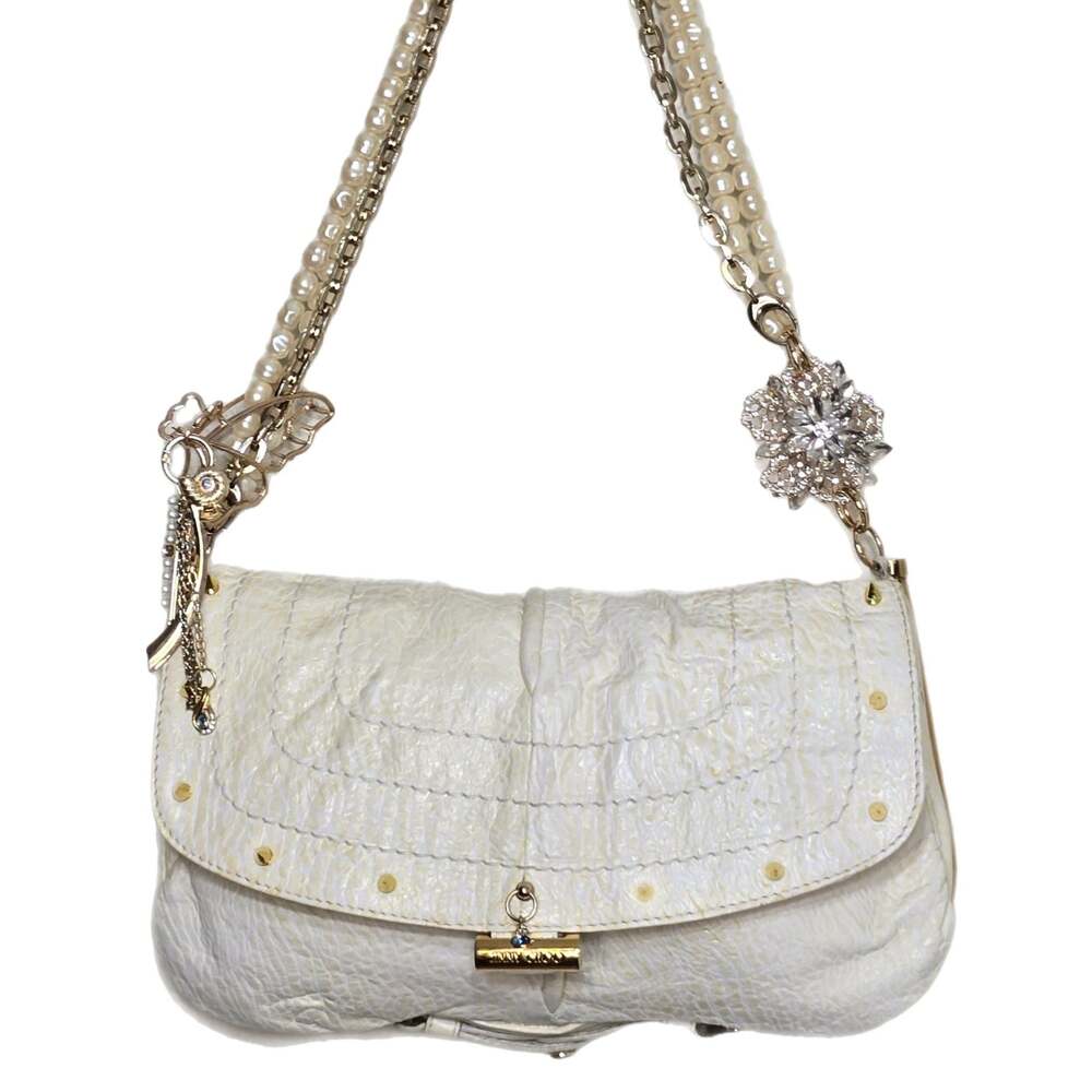 Rare Custom Jimmy Choo Ramona White Washed and Cream Leather Medium Shoulder Bag